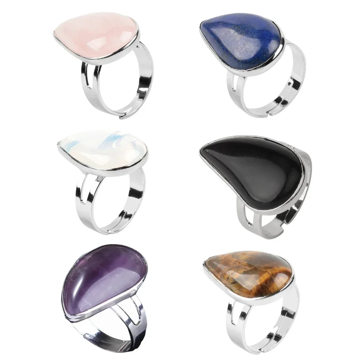 Fashionable Natural Stone Large Crystal Ring for Women\'s Water Drop Wedding Engagement Party Charming Temperament Jewelry Gift