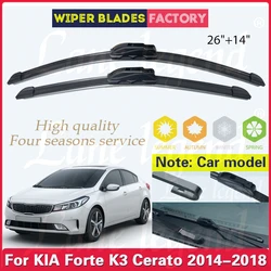 For Kia Forte K3 Cerato 2014 2015 2016 2017 2018 Front Wiper Blades Brushes Cutter Naturl Rubber Car Accessories U J Hook 26