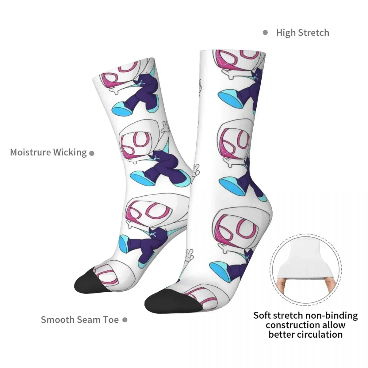 Ghost Spider Girl Socks Harajuku Sweat Absorbing Stockings All Season Long Socks Accessories for Man's Woman's Birthday Present