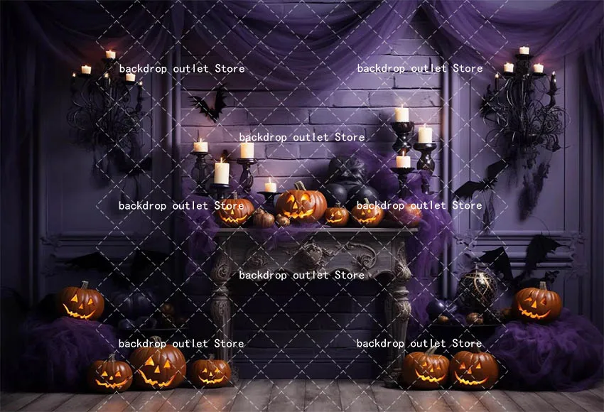 Mehofond outono roxo halloween fotografia cenários horror abóbora família festival morcego vela balão decoração fundo prop