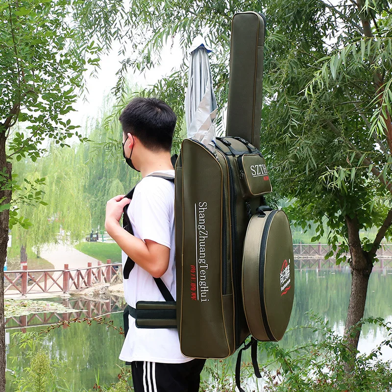 Fishing Chair Bag Large  Back Travel Rod Case Gear Padded Shoulder Pack Tackle Carrier for Bass Trout Salmon Angling Gear - view 4