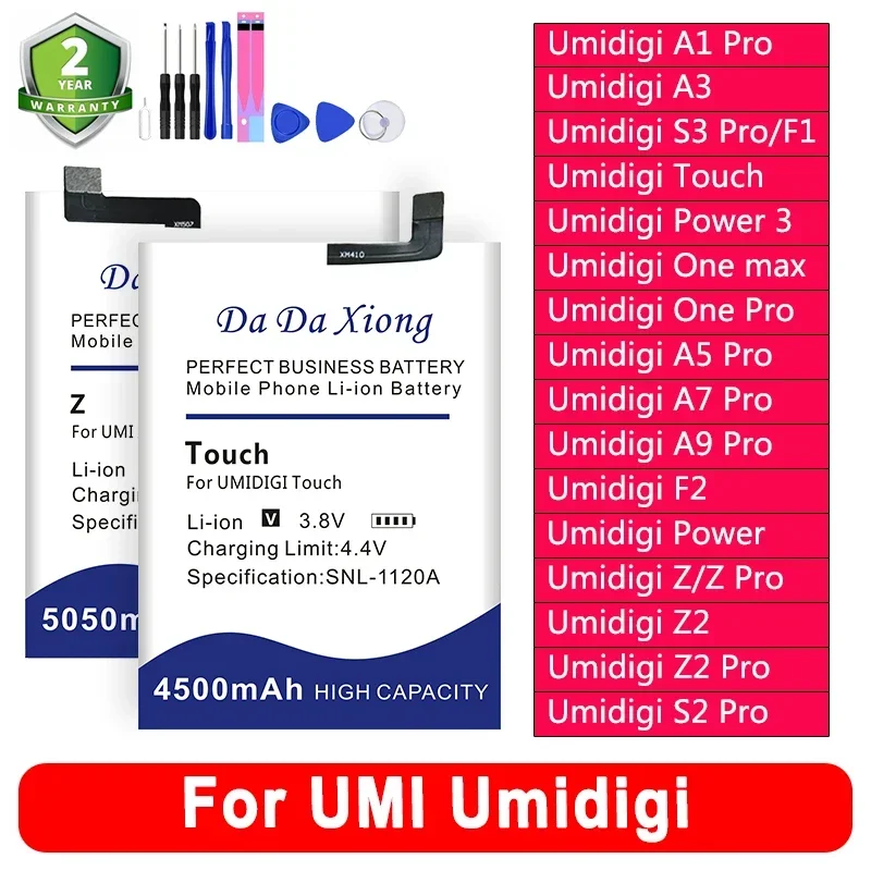 S3 Pro Power Z2 Pro S2 Battery For UMI Umidigi A 1 3 5 7 9 F 1 2 Z/2 S 2 3 One Touch Power/3 Max Pro Lite Phone Batteries + Tool