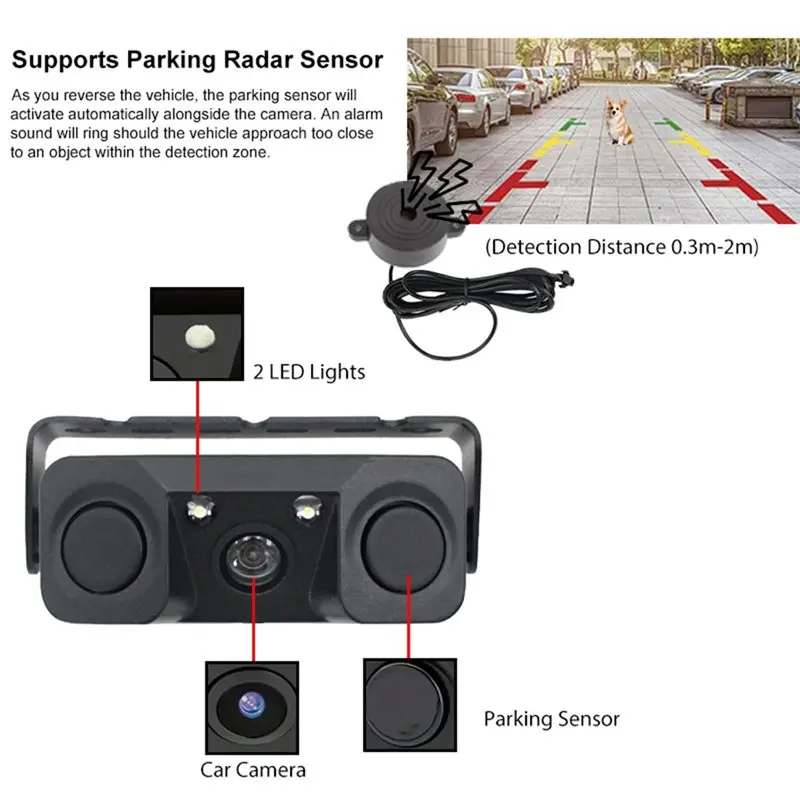 AA08-Intelligent Reversing Radar Camera And Reversing Image Integrated Machine, 3In1 Design, No Drilling Required, No Wiring Nee