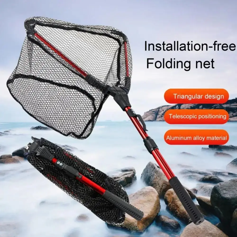 Durable Folding Fishing Net Retractable Triangle Hand Copy Net Fishing Accessories Anti-hanging Silicone Net Bag