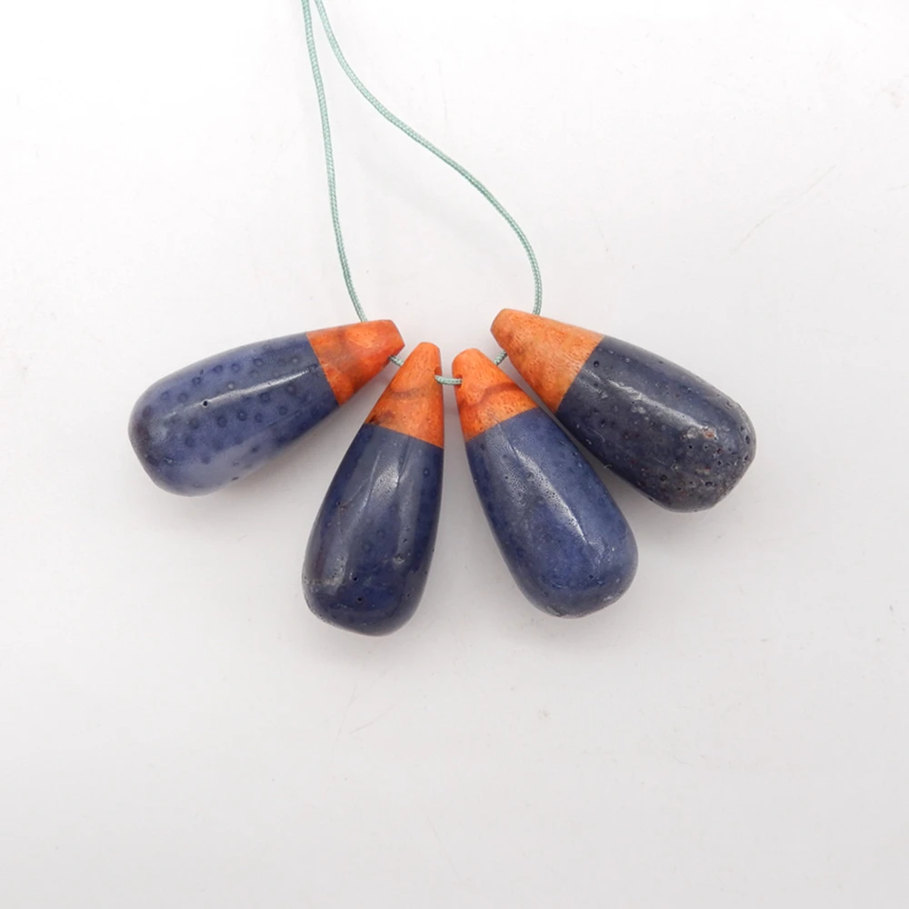 4PCS Orange Coral,Blue Coral Intarsia Fashion Beads Lot , Gemstone Beads ,Fashion Jewelry Necklace Accessories