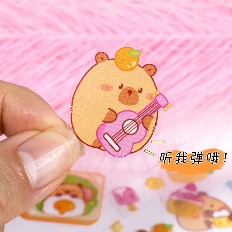 6PcsDifferent Styles Capybara Journal Stickers Cartoon Capybarapet Stickers Student Decals Waterproof Cup Stickers Mobile Phone