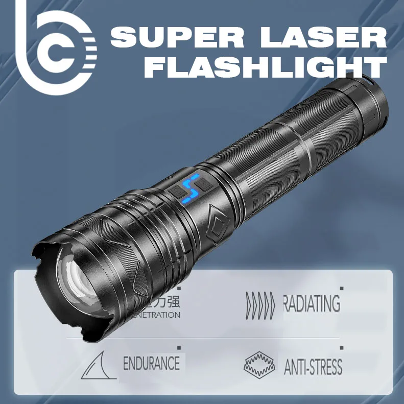 Super Bright Long Range Powerful LED Flashlight Type-C USB Rechargable 24000mAh/11200mAh Torch Light High 100W Zoomable Outdoor