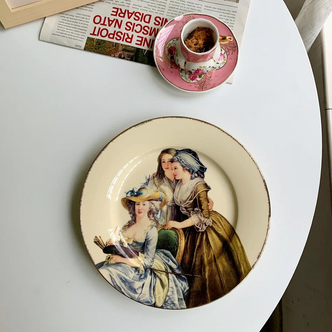 

Design Lady Figure Oil Painting Ceramic Plate Club Sample Room Decorative Tray Swing Plate