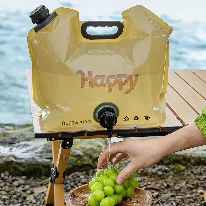 

Water Bags For Camping 8L Folding Water Bag 2X Reusable Fully Open Easy To Clean Container Foldable For Outdoor Survival Beach