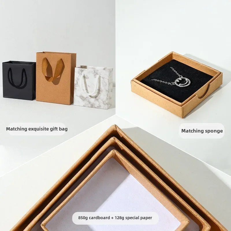 50pcs Bulk Cardboard Paper Jewelry Boxes Custom Logo Printed Ring Necklace Ornament Gift Packaging Organizer Box With Dust Flaps