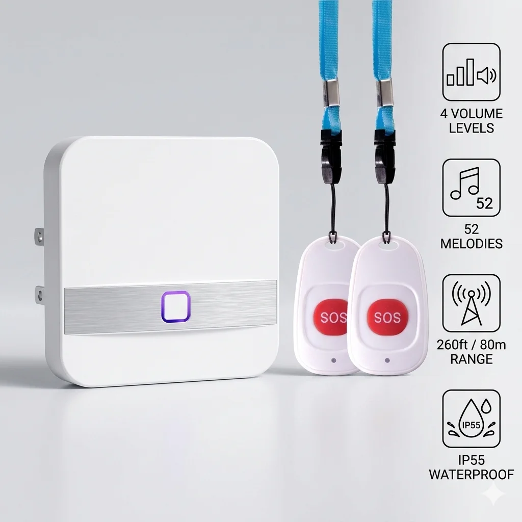Emergency SOS Alarm Button for Seniors Sick Children & Disabled - Inahalambrico Elderly Dependent People Safety Device