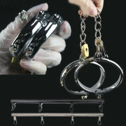 Metal Oval Wrist Handcuffs Ankle Cuffs Bondage Male Female Lockable Restraints Shackle with Chain Adult Game Sex Toy for Couples