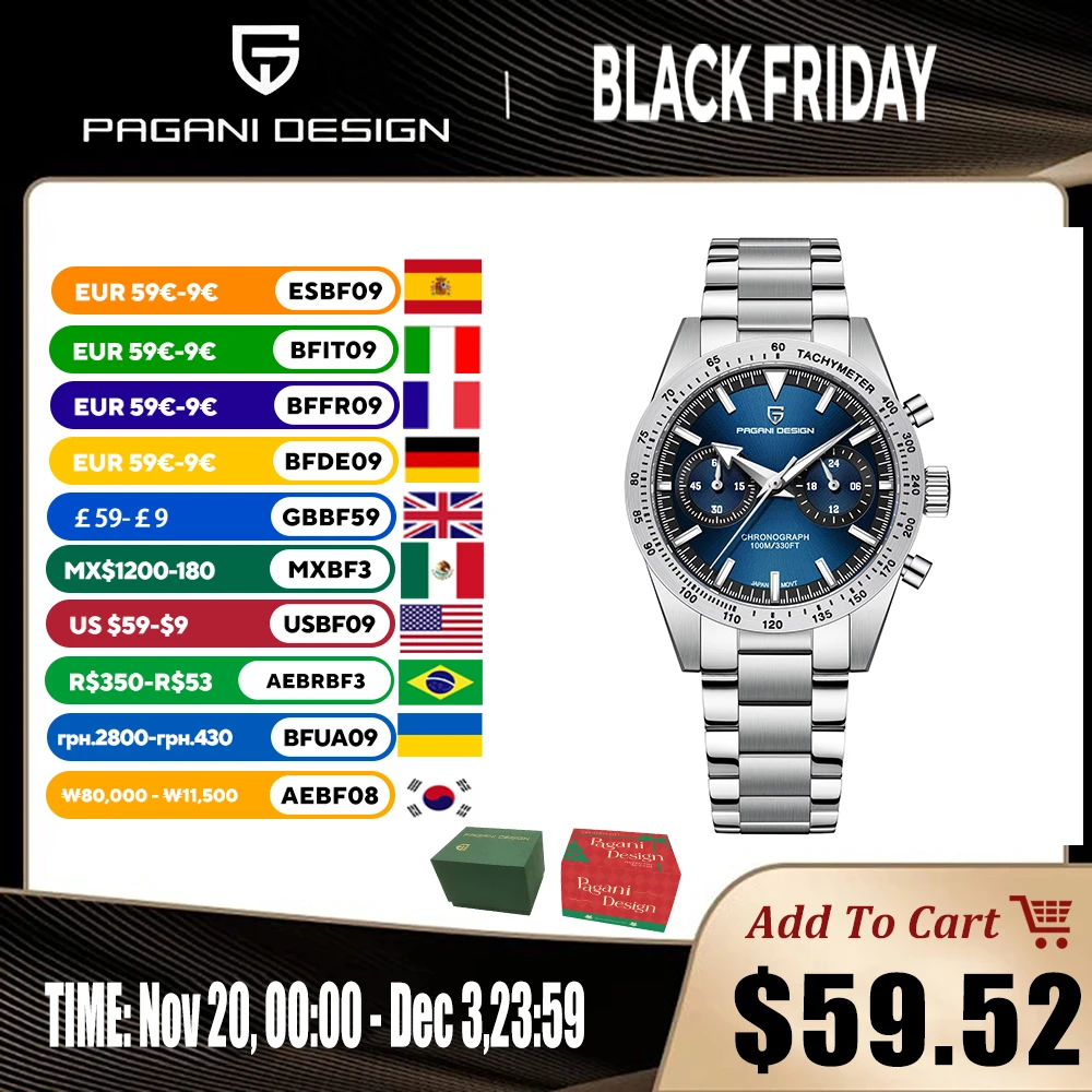 

2025 New PAGANI DESIGN Mens Watches Chronograph Luxury Mechanical Wristwatches Man Automatic Watch For Men Sport Stainless Steel