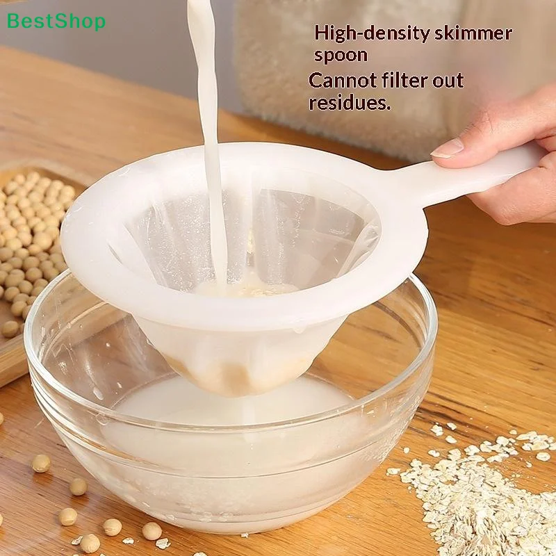 ♩1Pcs Fine Mesh Food Strainer With Handle And Effective Residue Filtration For Homemade Soy Milk Juice Oat Milk Home Kitchen Use