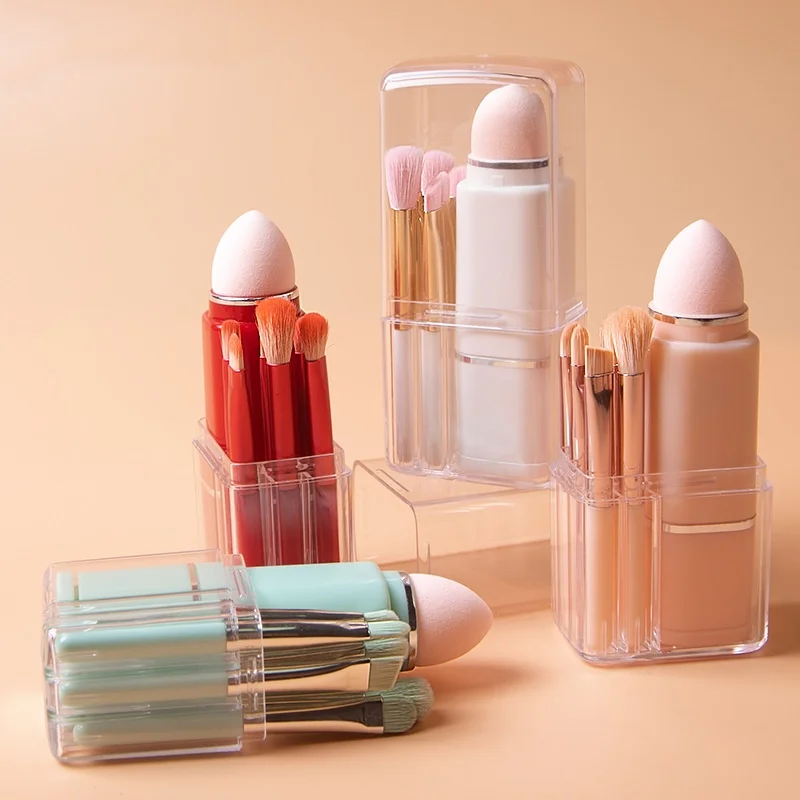 8 in1 Retractable Makeup Brush Mini Makeup Brushes Set Portable Multifunctional Loose Powder Blush Blending Beauty Makeup Tools