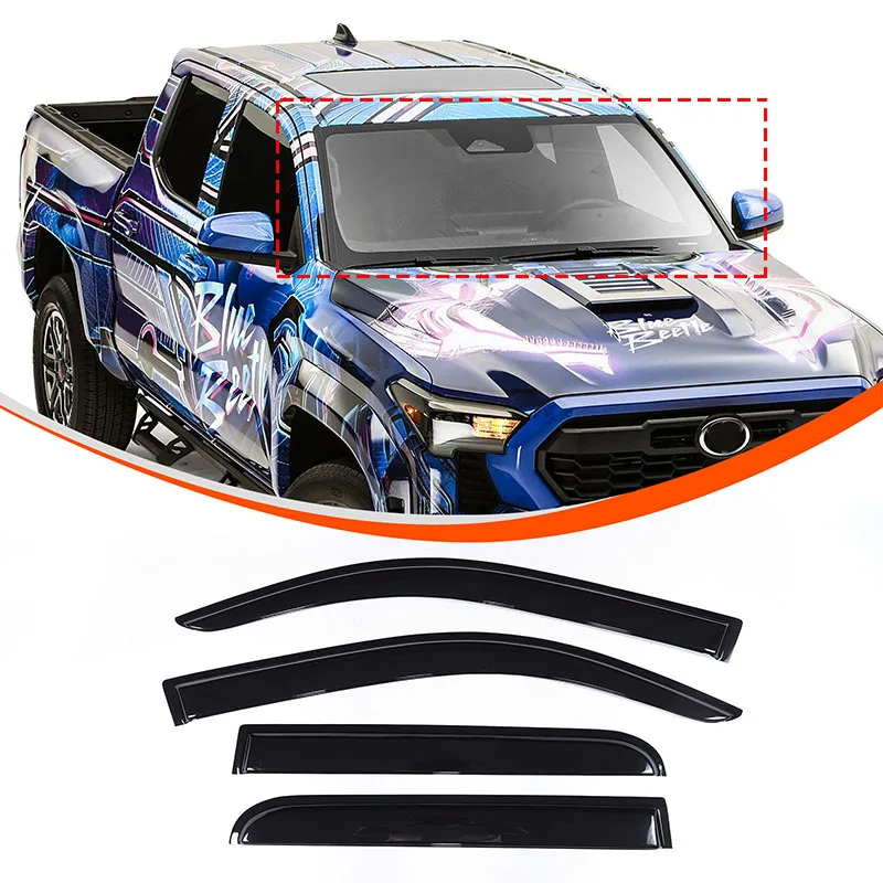 

For Toyota Tacoma 2024 + Car Window Visor Vent Sun Shade Rain Guard Door Visor Rain Shield ABS Exterior Accessories