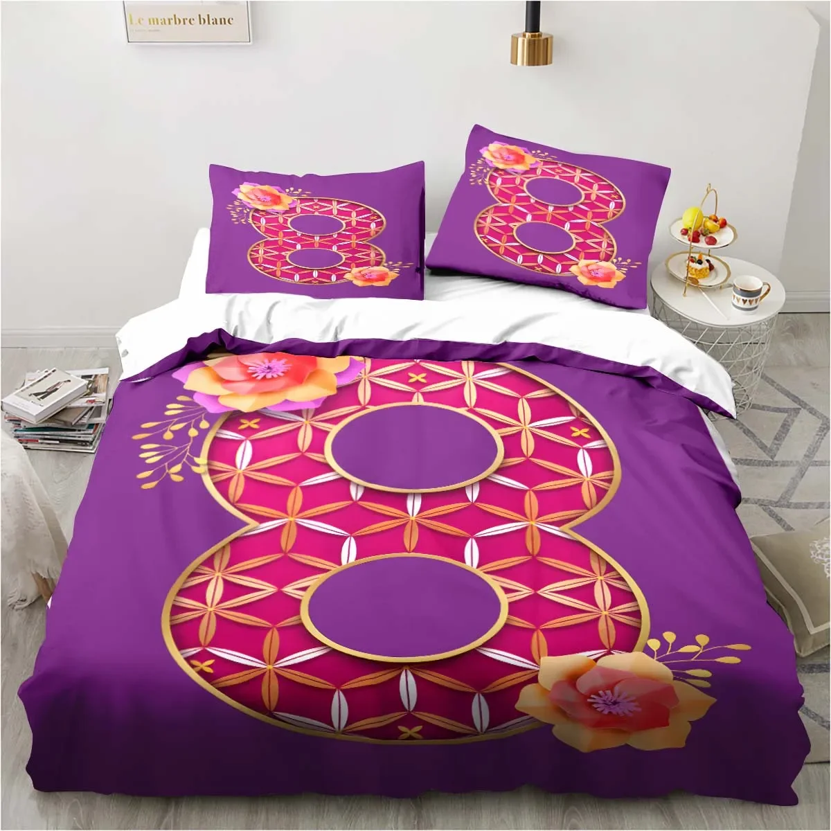 

Arabic numeral three-piece bedroom home supplies children's room exquisite pillowcase and duvet cover, exquisite birthday gift