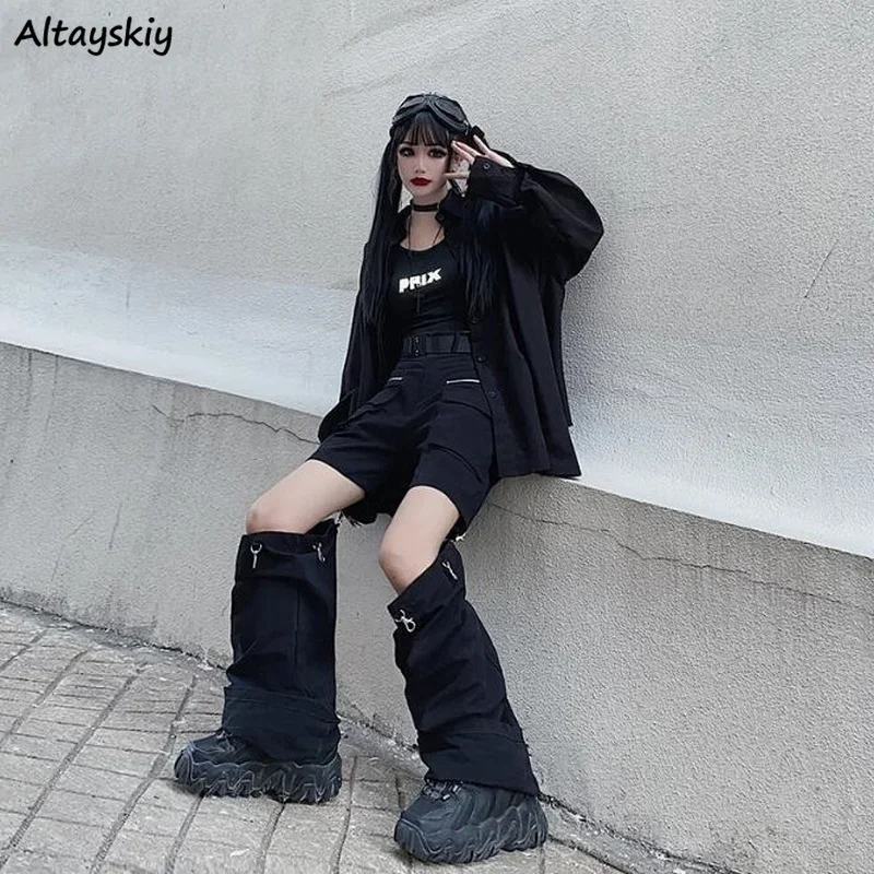 

Брюки-карго с высокой талией и широкими штанинами, привлекательные, индивидуальные, повседневные, уличные, однотонные, универсальные, для отдыха, весна-лето, шикарные