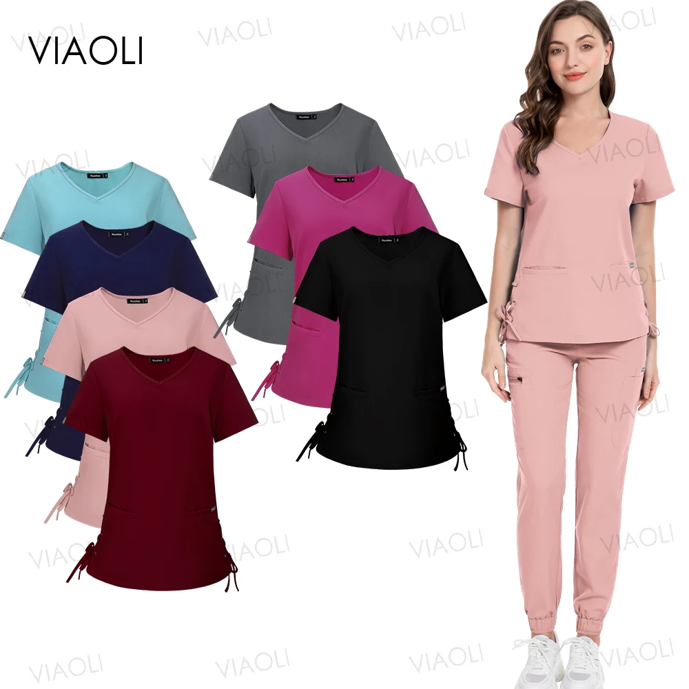 

Pharmacist Dentist Veterinary Nurse New Tops Pants Fashion Slim Beauty Salon Scrub Clothes Spa Uniform Pet Suit Medical Uniforms