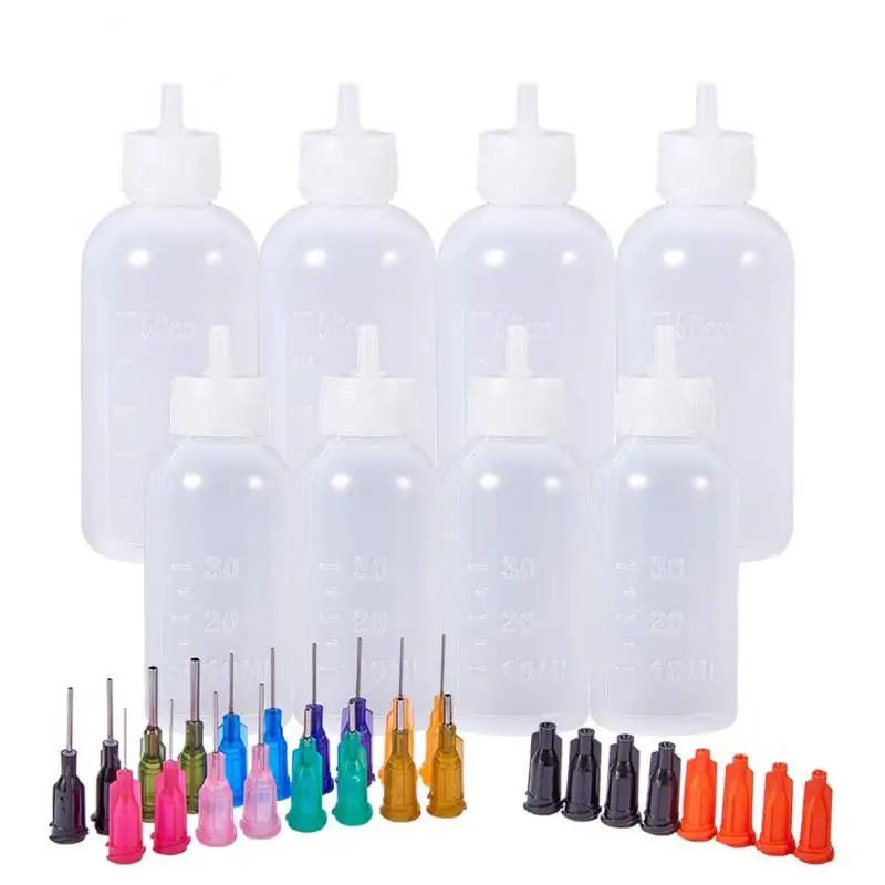 Dispensers Applicator Kit Plastic Squeeze Bottless Dropping Tube Nozzle and Blunt Tip Needle etc Works for Liquid Glue and Ink