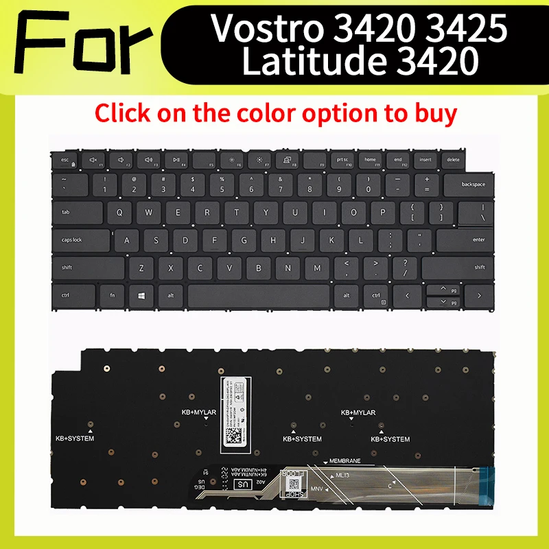 Nuevo teclado estadounidense para dell Vostro 13 5310 5320 5325 Vostro 14 3420 3425 3430 3435 Latitude 3320 3330 3420 E3420 P144G P147G