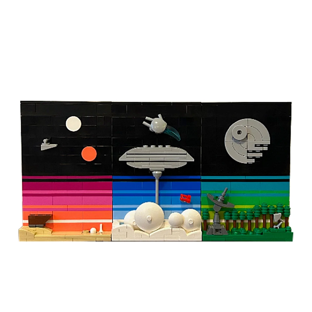 MOC New Space War Age Building Block Tales of the Space Age Postcard Sets MOC Tabletop Ornament Blocks Kid Toys Christmas Gift