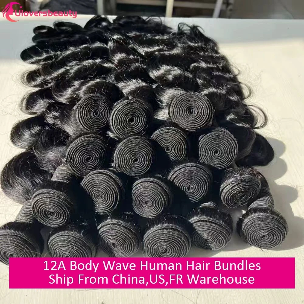 Body Wave Human Hair Bundles And Weaves 24 30 40 Inch Body Wave Bundles Brazilian Natural Black 12A Raw Hair Bundles For Women