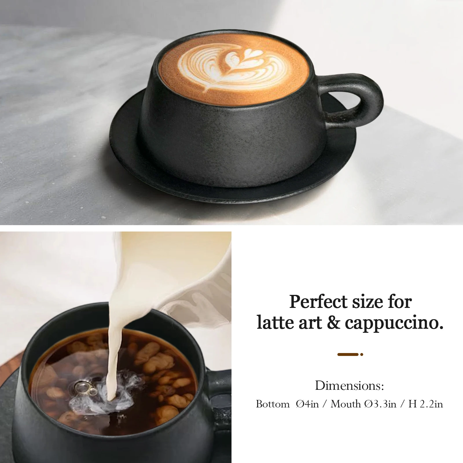 

Large capacity Cappuccino Cups with Saucers,Double Ceramic Mug Espresso Tea Cup Set Cold/Hot Assorted Colors Drinking Utensils f