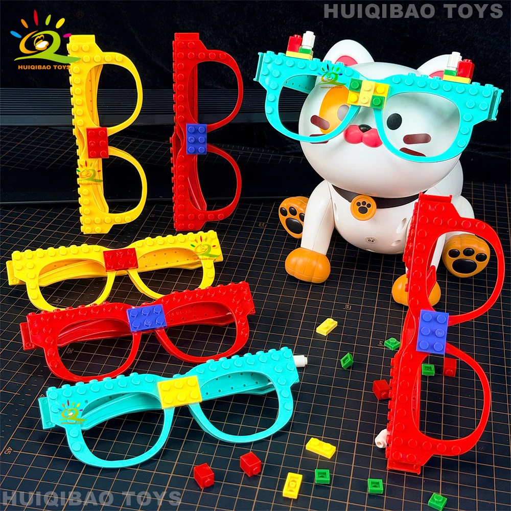 HUIQIBAO Party DIY Gathering Building Blocks Glasses Baseplate Frame Friends Toys Decoration Glasses Accessories Bricks Gift