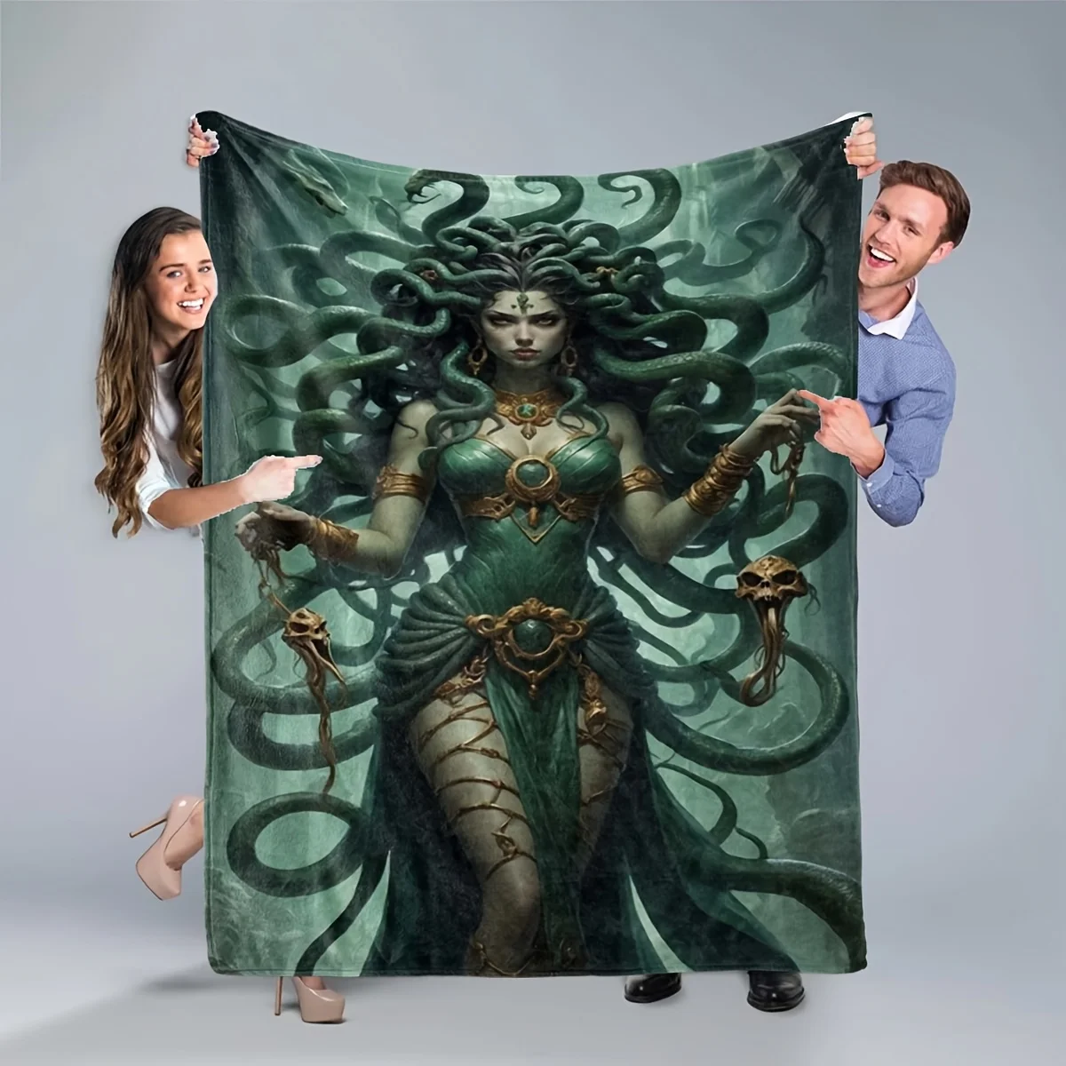 Fantasy Medusa Mythology Print Throw Blanket, Soft Lightweight Blanket for Sofa Bed Office, Versatile Home Decor Gift