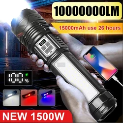 Ultra Bright Long-range Tactical Flashlight High Power LED Rechargable Torch Built-in 15000mAh Battery Camping Hunting Lantern