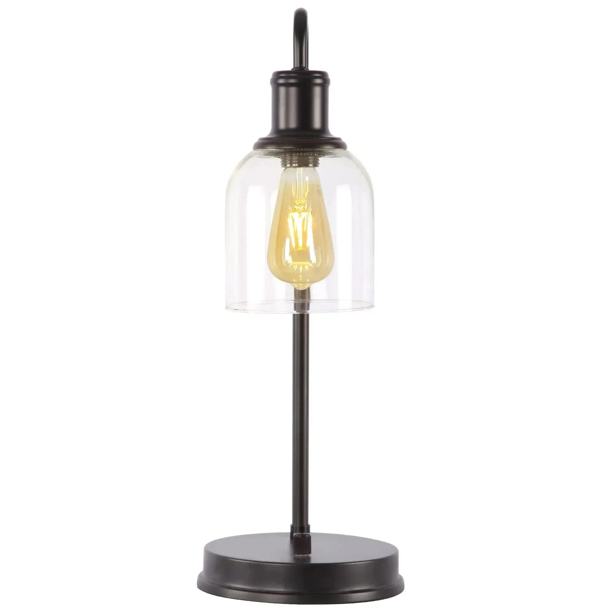 20.5 in Height Bronze Metal Desk Lamp with Glass shade and USB Port, table lamps  portable table lamp  table lamp for bedroom