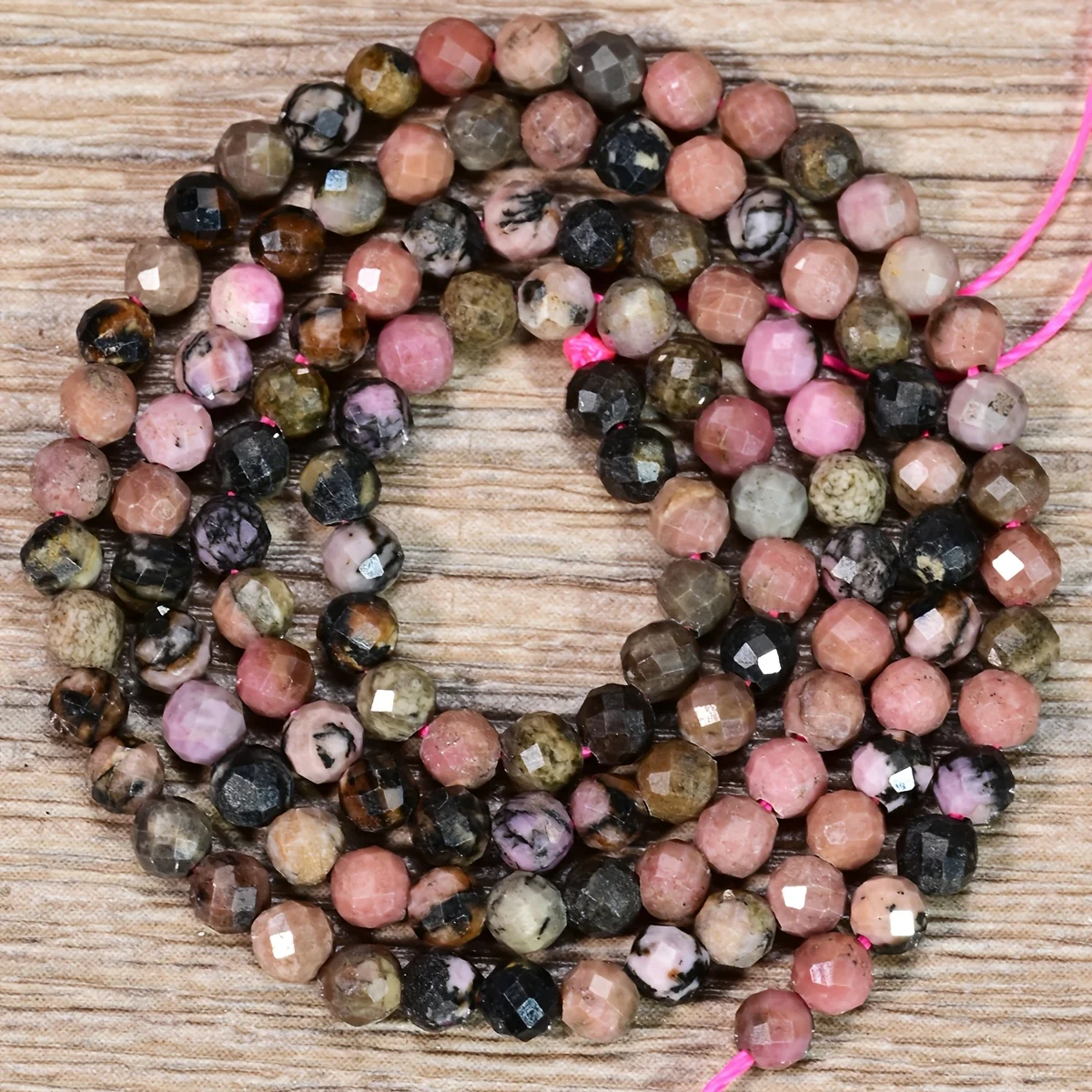 2 3 4mm Faceted Natural Stone Black Rhodonite Beads Loose Spacer Tiny Bead for Jewelry Making DIY Necklace Bracelet Supplies