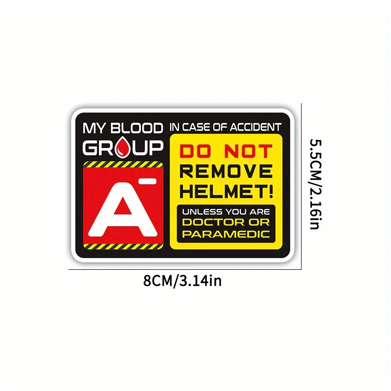 Blood Type Emergency Warning Vinyl Decals Waterproof UV Resistant Stickers Fit Motorcycle Helmet Fuel Tank For Riders