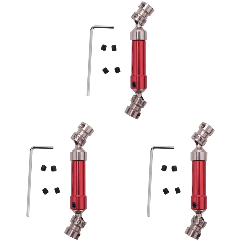 3X โลหะด้านหลังเพลาขับ Cvd สําหรับ Wltoys 12428 12423 1/12 Rc รถ Crawler สั้นรถบรรทุกอัพเกรด Hop-Up อะไหล่, สีแดง - [A68T]