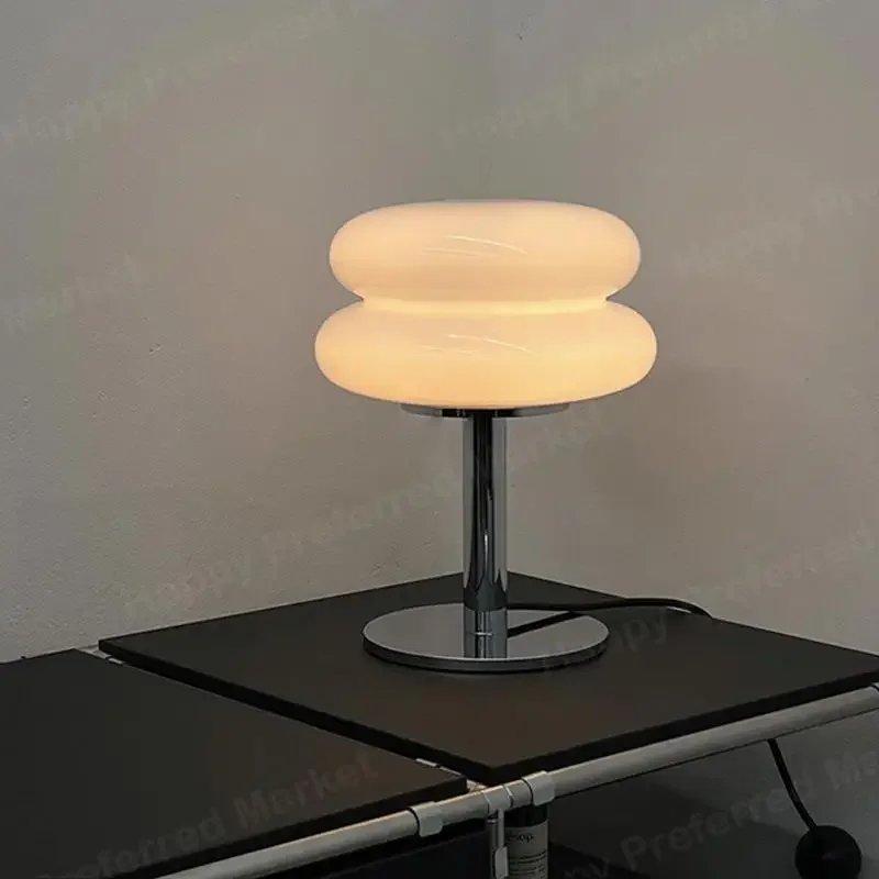 Medieval decorative glass Bauhaus table lamp simple children's living room bedroomInternet celebrity Macaron atmosphere bedside