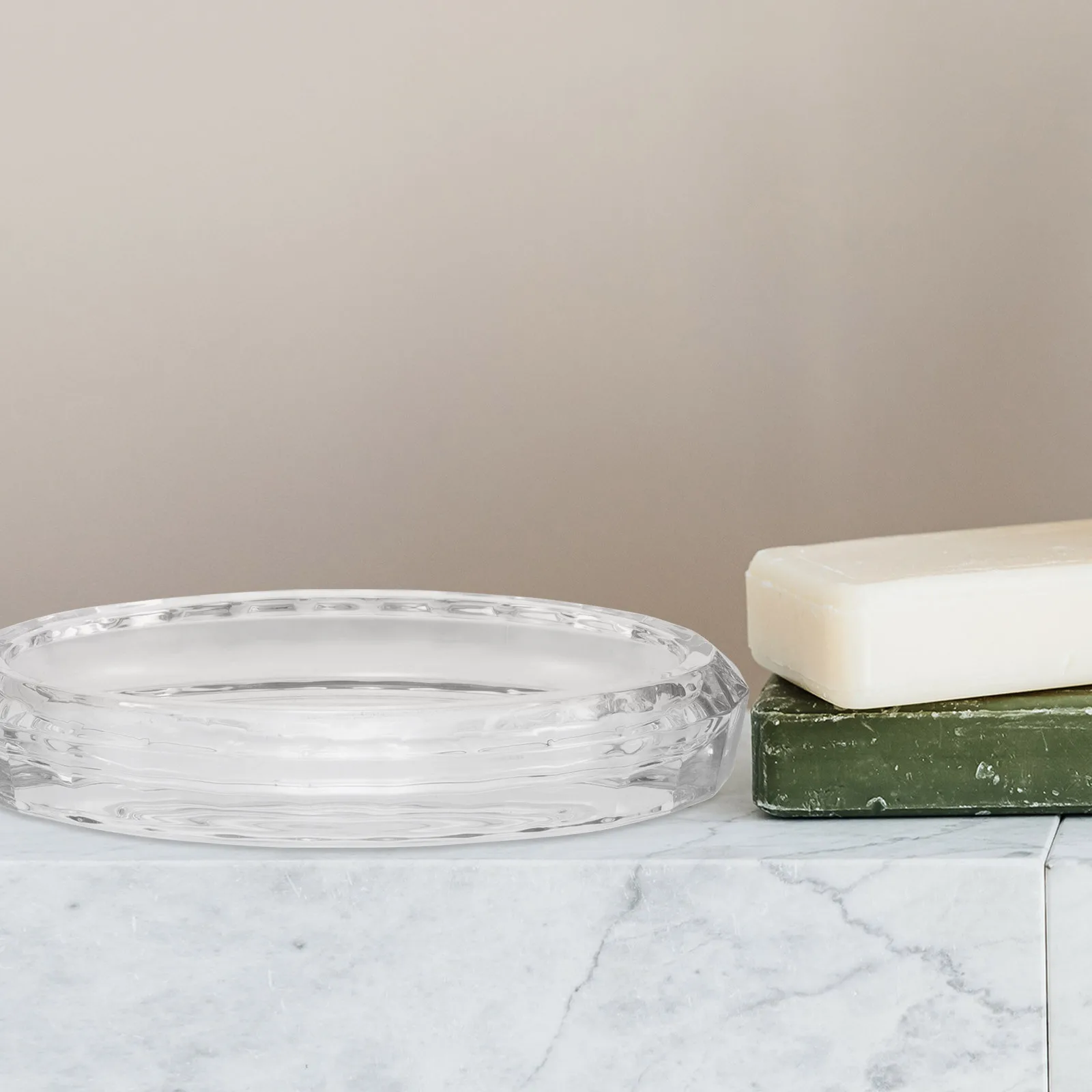 

Glass Soap Box Oval Transparent Bathroom Soap Dish Container with Anti-Slip Design for Shower Outdoor Home