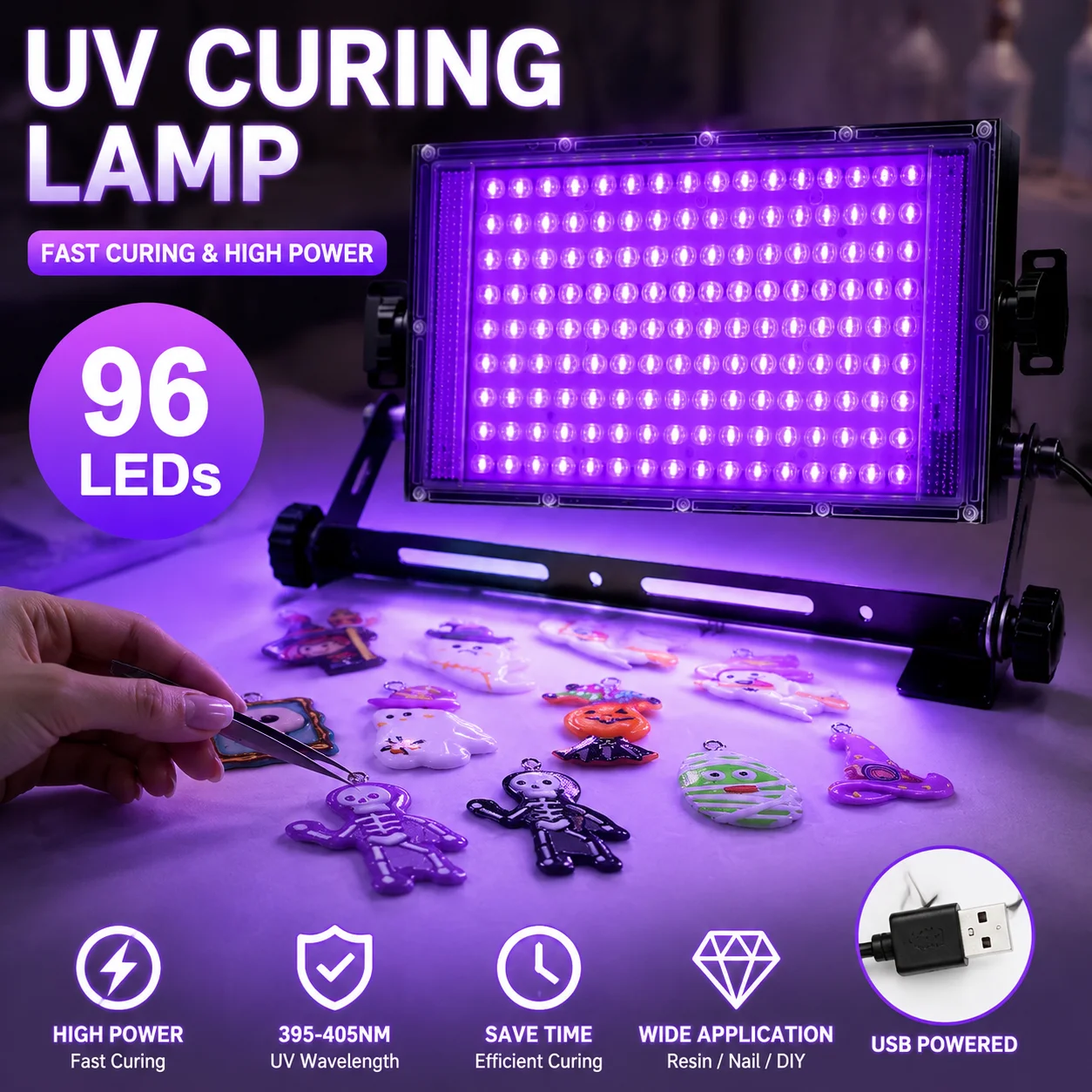 Portable 50 96 144 LED UV Resi - Jewelry Making Dc 评论和价格