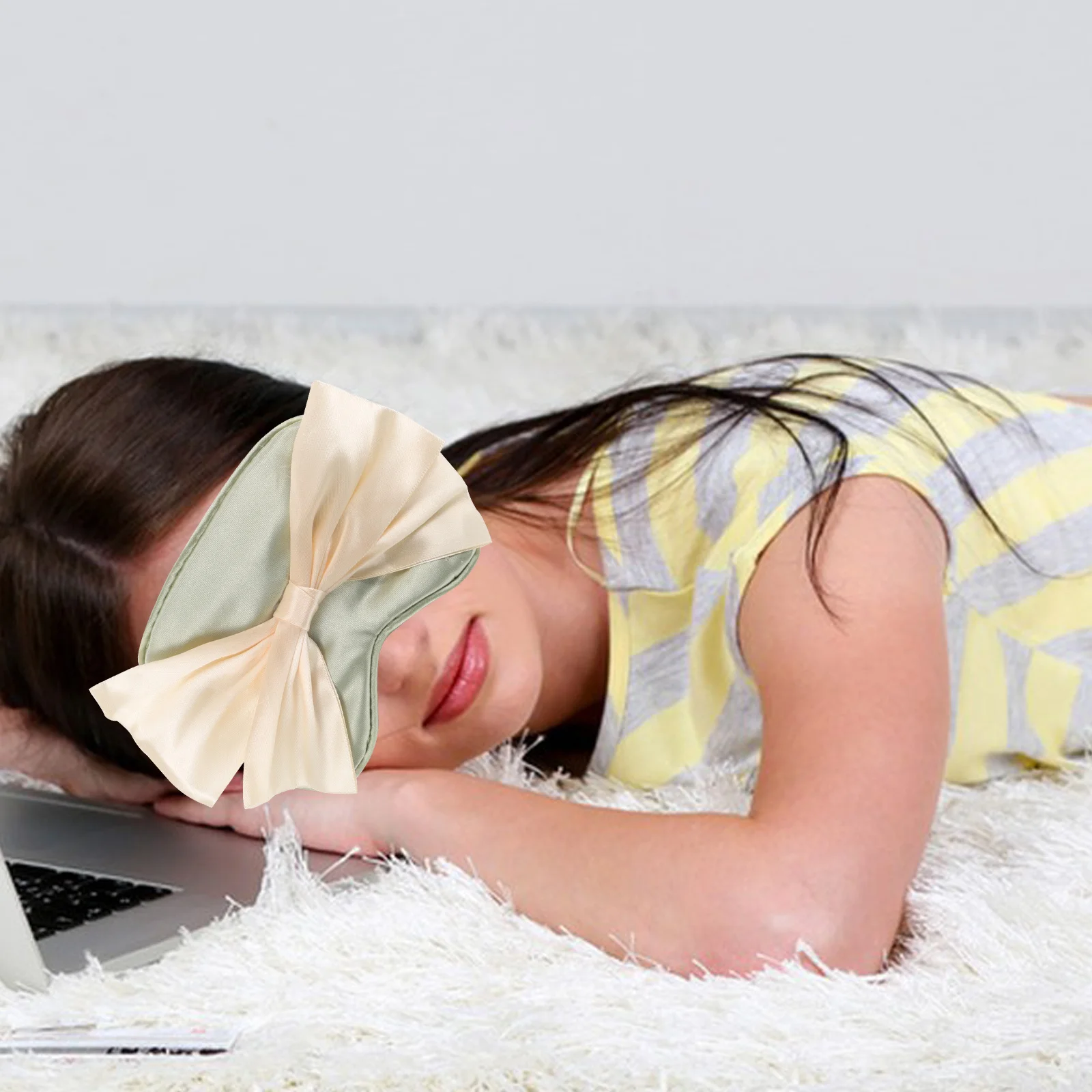 

Bow Eye Mask Comfortable Adjustable Strap Light Blocking Sleep Mask for Women Home Travel Office Use