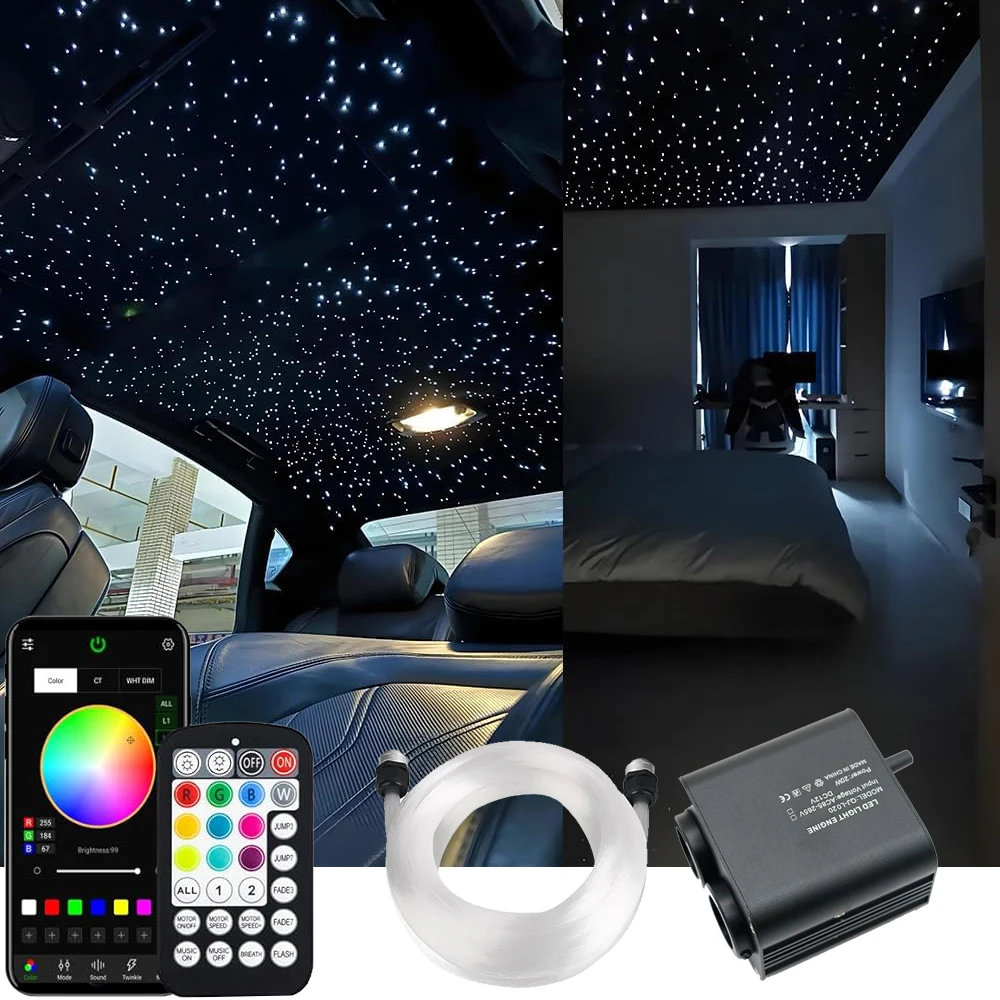 

Double Port RGBW Twinkle 20w Engine withe Twinkle Wheel DC12V Car Headliner Kit with 0.75mm Fibers