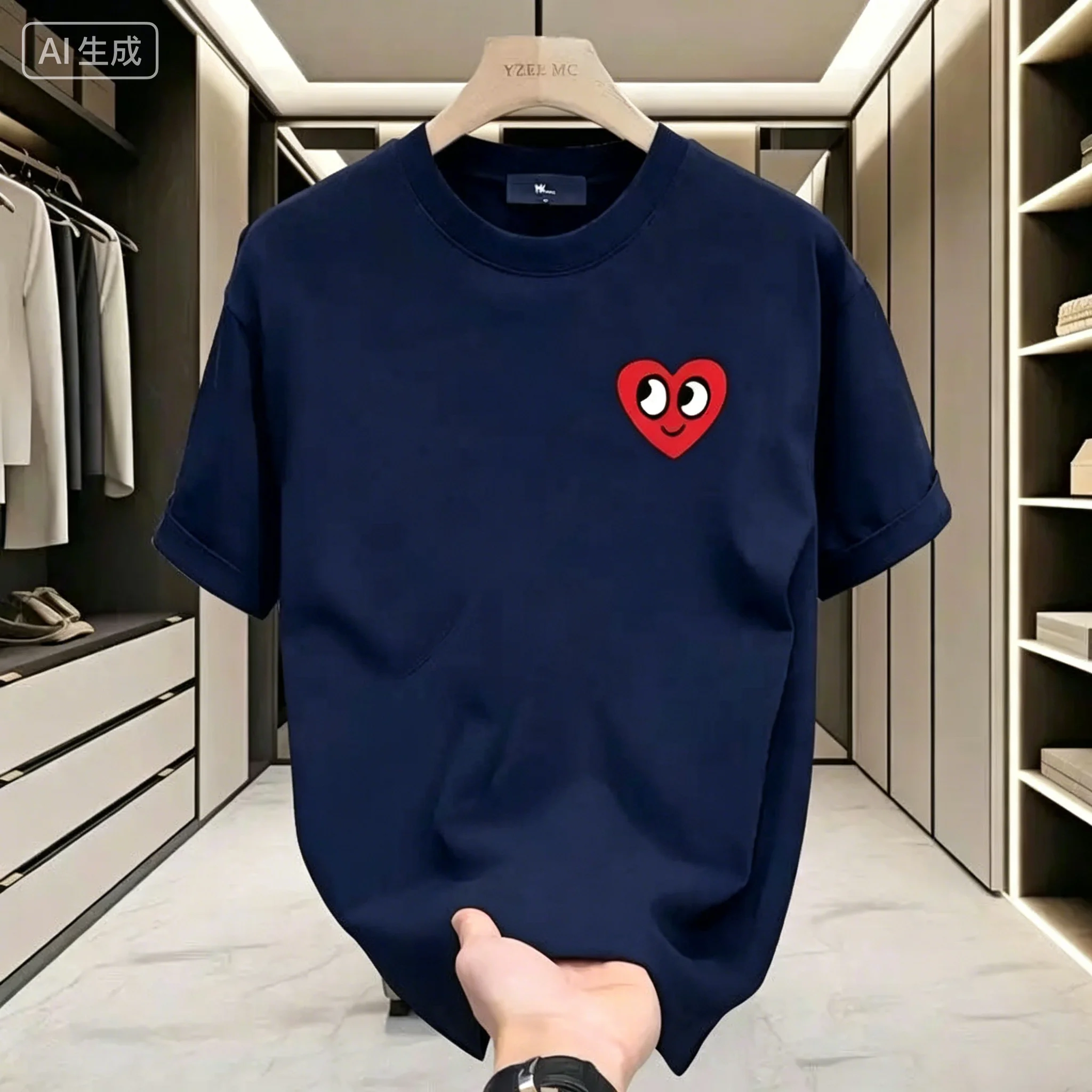 2026 Fashion Summer Short Sleeve Luxury All-purpose Cotton Breathable T-shirt for Men and Women with Love Print Short Sleeve