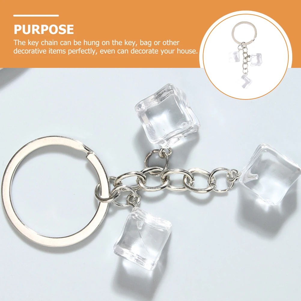 

Ice Cube Keychain Shaped Mini Cubes Creative Resin Keychains Cute Gift Packaging Box Decorative Accessories Practical