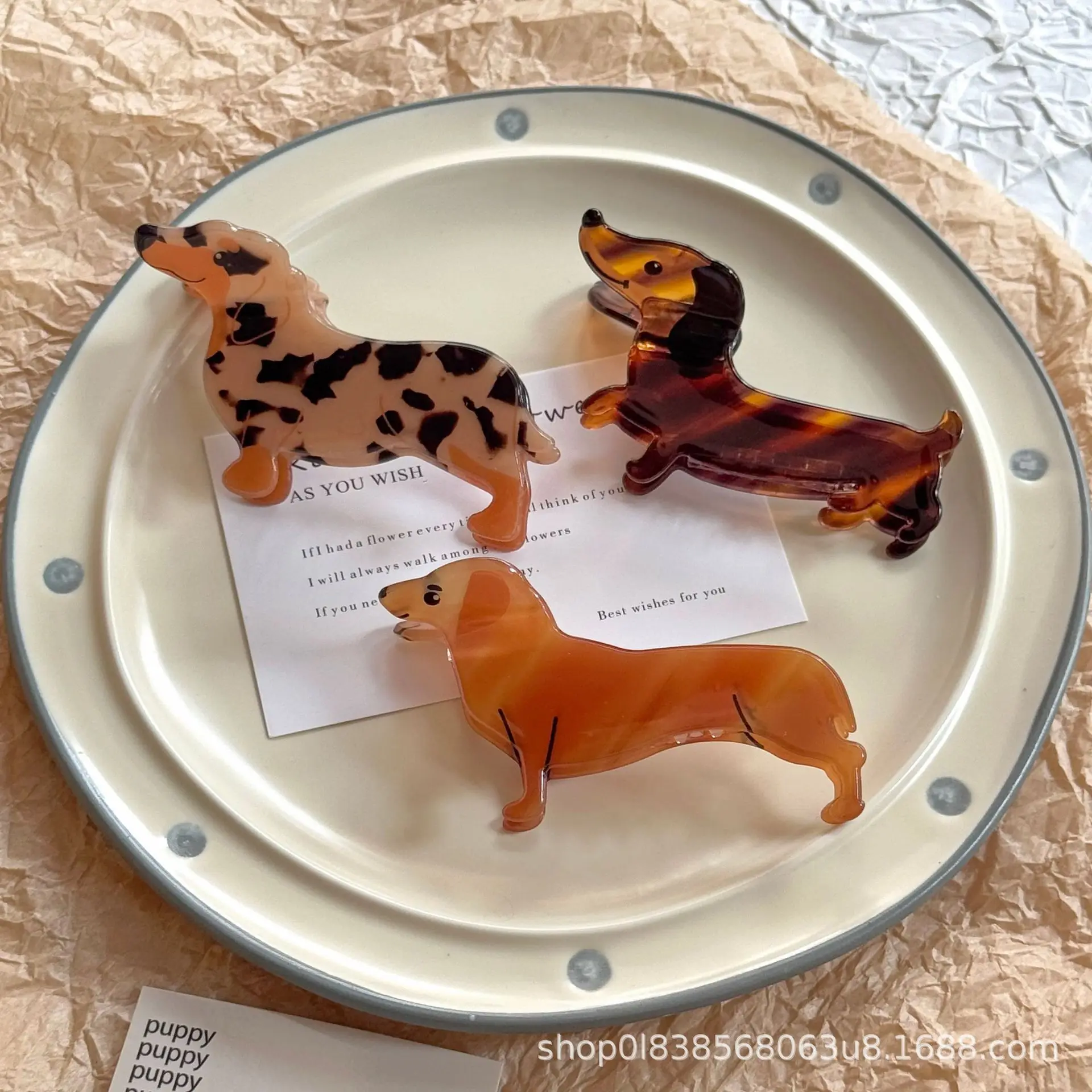 

Милый леопардовый принт, такса, корги, хвост, заколка для волос в виде краба, коготь для женщин и девочек, модная шпилька для собак, головные уборы, аксессуары для волос