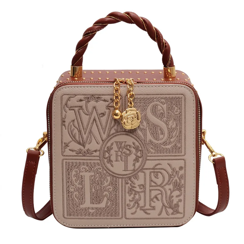 Women's Bag 2026 New Retro Light Luxury Fashion Versatile Embroidered Handbag Single Shoulder Crossbody Small Square Bag