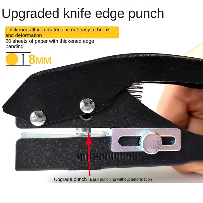 

8Mm Circle Hole Punch Paper Punch Hand-Held Round Single Hole Punch For ID Cards PVC Cards Badge Photos Easy Install