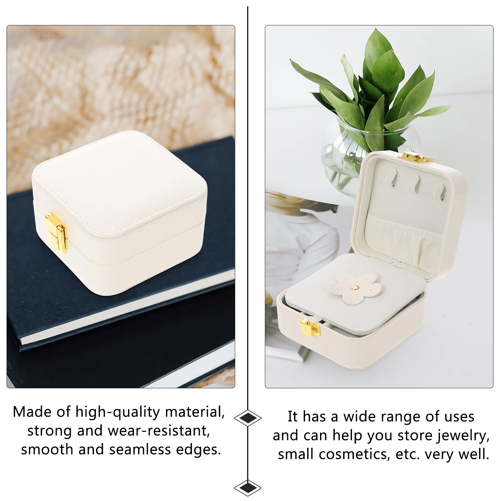

Mirror Included Pu Velvet Jewelry Box Storage Organizer For Women Travel Accessories Case Small Earrings Necklace Holder