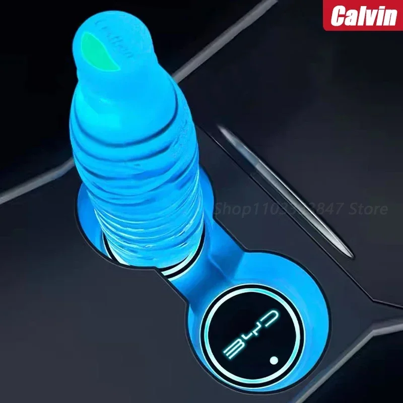 Led Car Water Cup Mat For Byd atto 1 atto 3 seal song plus Dolphin f3 f0 Han Drink Holder Emblem Auto Interior Decorative Lights