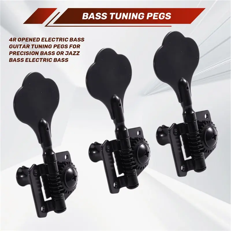 4PCS Open Electric Bass Tuning Machine Heads Tuner 4R Available Mixer Head Electric Bass Accessories