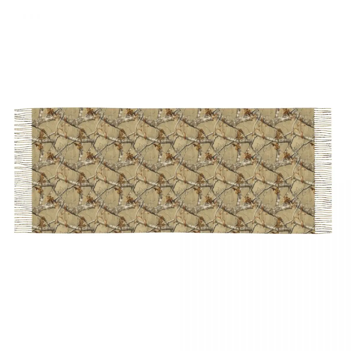 Bufanda con patrón de camuflaje de árbol Real para mujer, chal largo cálido con borlas para invierno, bufandas Unisex