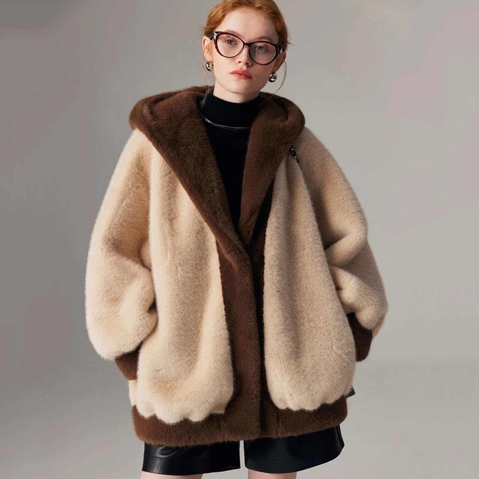 Woman Mink Fur One Coat Thick Hooded Parka 2024 New Winter Warm Fur Jacket Femme La fourrure